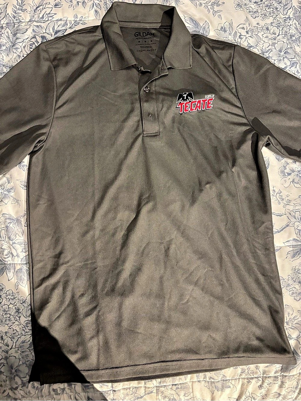 Gildan Performance Polo with Tecate Logo Men's Gray Medium